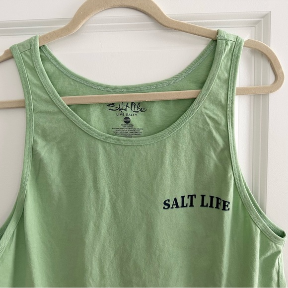 Salt Life Get Hooked Green Tank Top - Beach Vacation Fishing - Picture 6 of 16